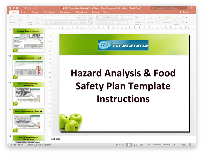 SQF Hazard Analysis & Food Safety (HACCP) Plan Template